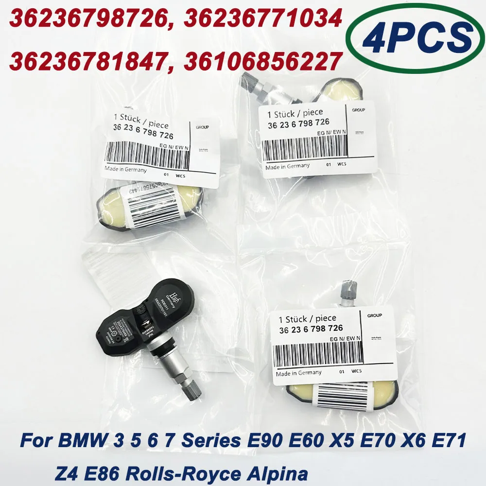 4Pcs 433MHz TPMS 36236798726 TPM109A NEW Tire Pressure Sensor For B-MW 3 5 6 7 Series Rolls-Royce Alpina 36236771034 36106856227