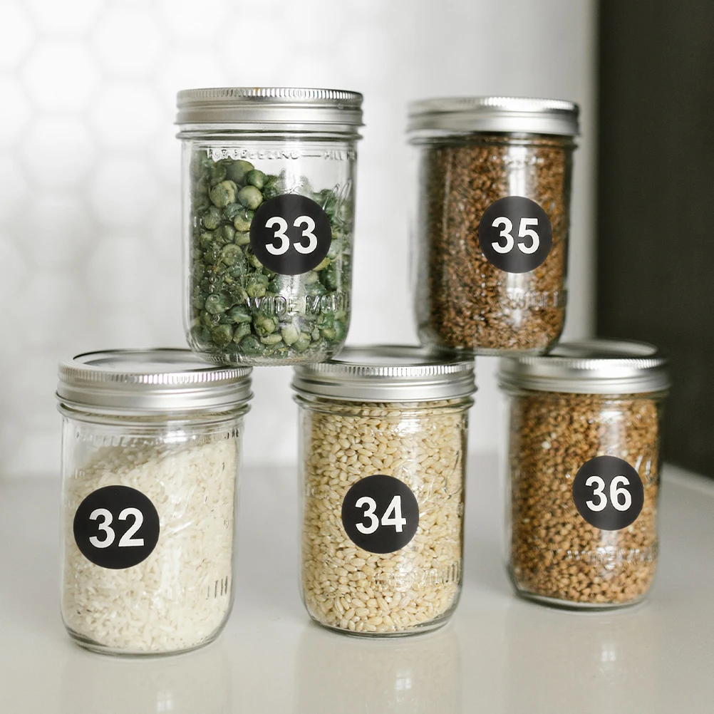 5 أوراق أرقام ملصقات مقاومة للماء ملصقات تحديد رقمية مستديرة للملابس والأحذية والقبعات والمكتب وملصقات مرقمة ذاتية الصنع #1