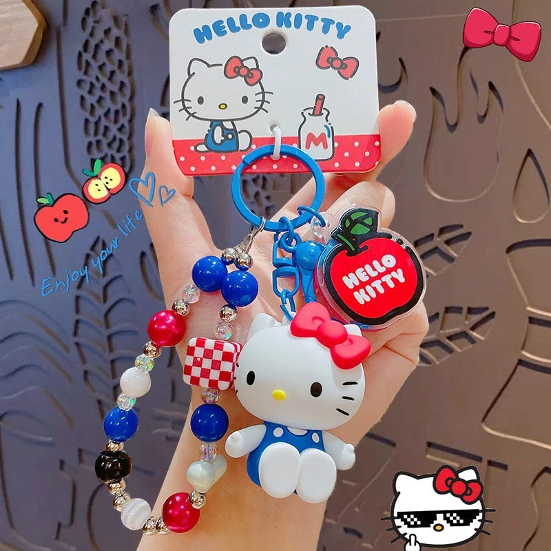 【In Stock】Kawaii Sanrio Hello Kitty Doll Keychain Cartoon Cute PVC Car Key Anti-Lost Pendant Backpack Pendant Birthday Gift view 2