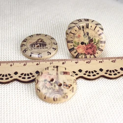 30mm Wooden Buttons Scrapbook clock 2-Holes buttons for clothing sewing supplies buttons for crafts sewing accessories