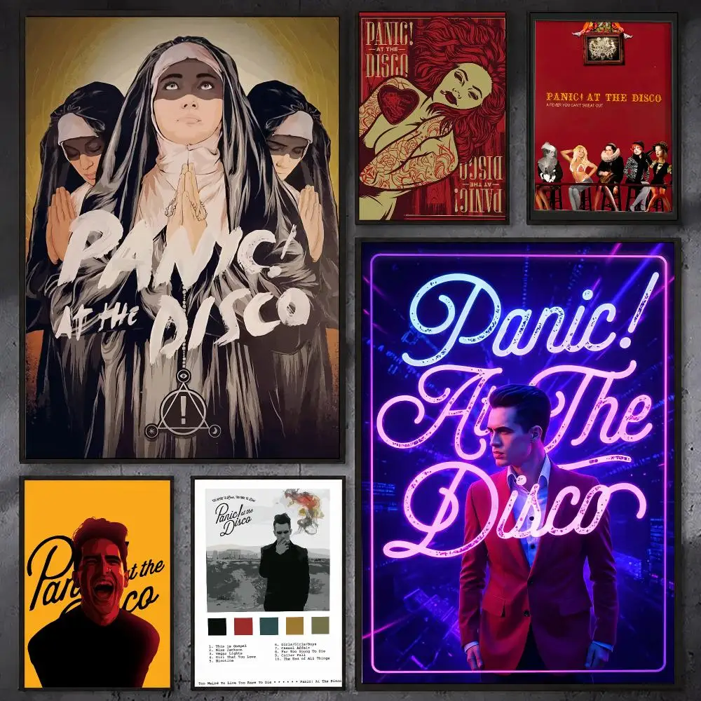 P-Panic At The Disco Rock Band Poster Waterproof Sticky Wall Art Print For Bedroom Living Room Hallway Bar Home Decor