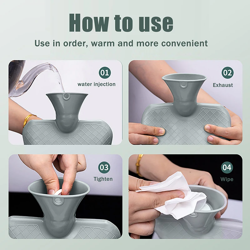 1000 مللي جهاز تدفئة محمول زجاجة ماء ساخن حقن تسخين المياه قابلة لإعادة الاستخدام بولي كلوريد الفينيل غلاية دافئة سرير دافئ كيس الماء الساخن فتاة الشتاء