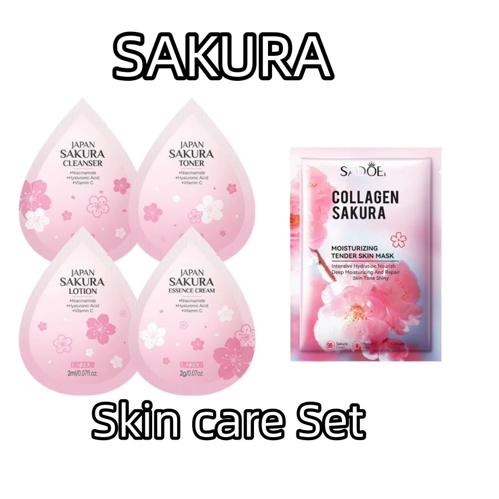 

Коллагеновая маска для лица Sakura LAIKOU, пробный образец уходовой косметики Sakura, мини-упаковка для путешествий, одноразовая упаковка для ухода за кожей лица