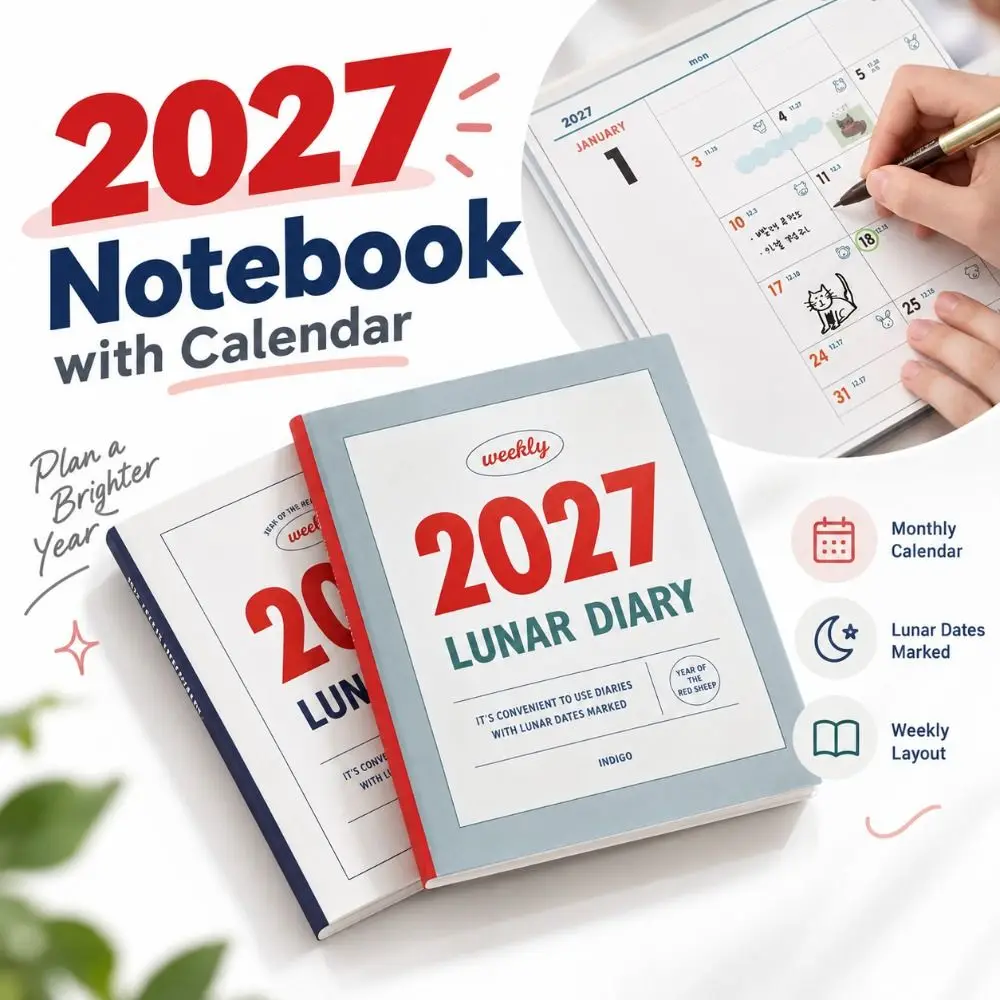 Gifts with Calendar 2027 Notebook Weekly Layout Self Discipline Check-in Diary Book Agenda Notebook Daily Planning