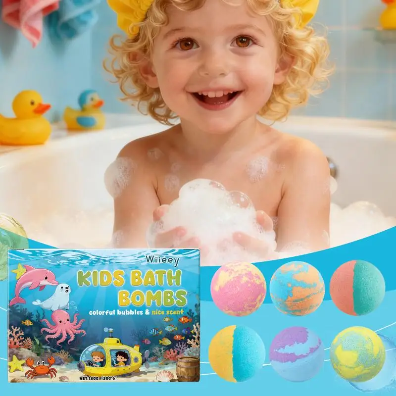 Bath Bombs for Kids,6 Pack Kids Bath Bombs Gift Set, Natural Organic Kids Bubble Bath Fizzy for Girls Boy