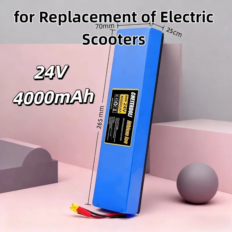 

24V 4000mAh 18650 7S2P Li-ion Rechargeable Battery Pack – for Battery Replacement of 29.4V Electric Scooters, Durable Power