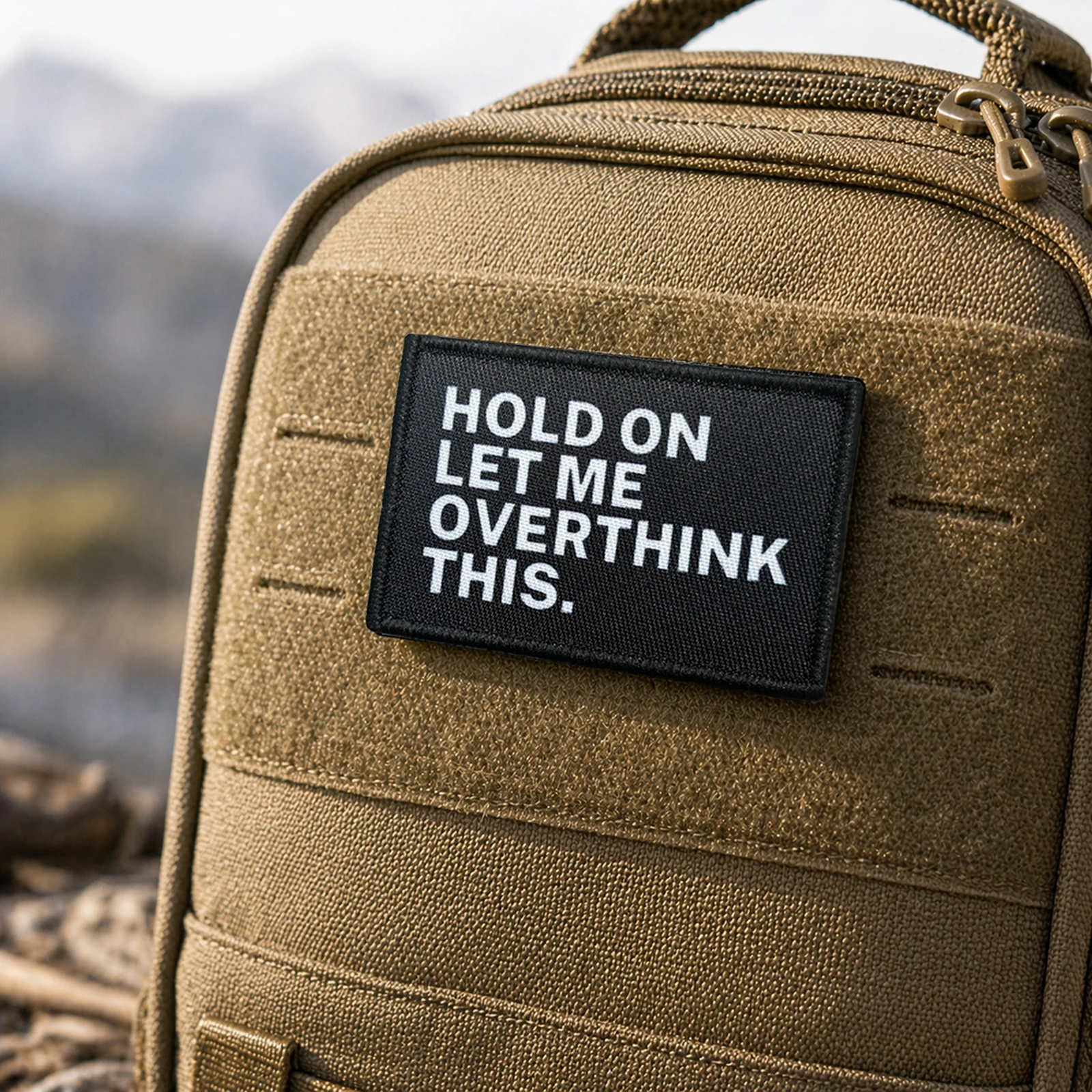 Hold On Let Me Overthink This - Humorous Embroidered Patch with Hook & Loop Backing for Bags & Clothing, Durable Fabric