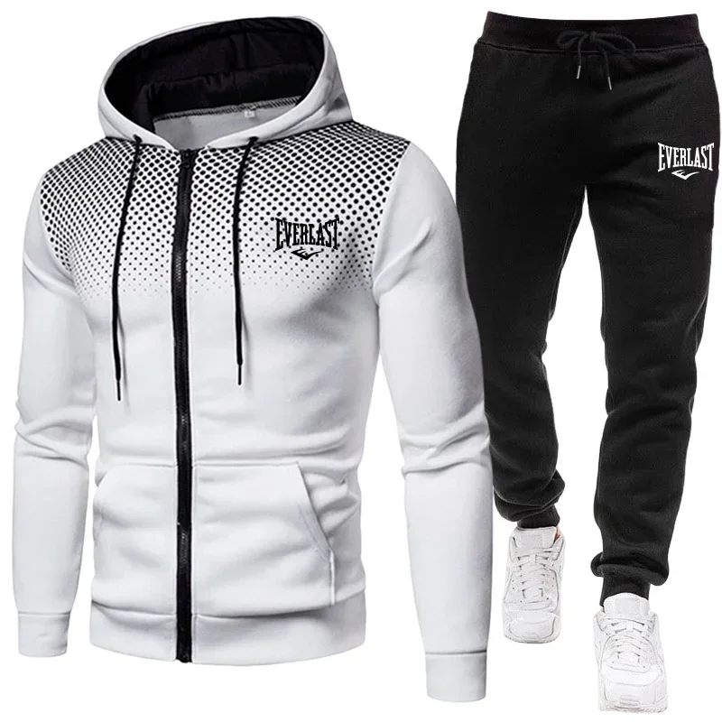 Mens Essential Tracksuit Zipper Hoodie Jogger Pants Daily Casual Sportswear Urban Fashion Outfit Fall Winter Training Sport Suit
