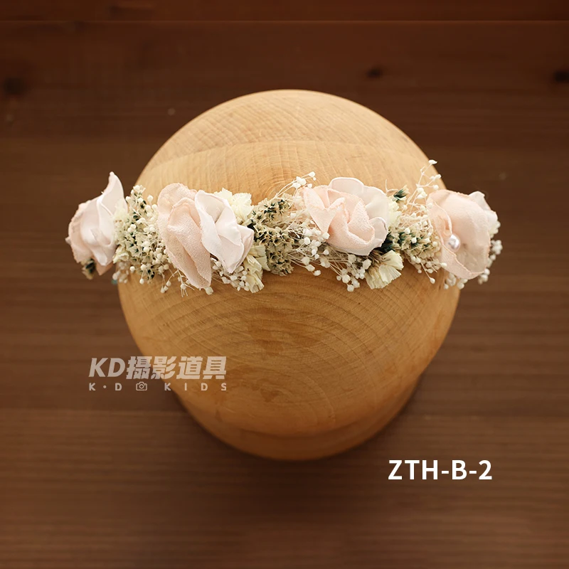 Fascia per capelli con fiori artificiali Accessori per fotografia per bambini Luna piena Neonata Ragazzo Copricapo floreale regolabile Puntelli per foto neonato
