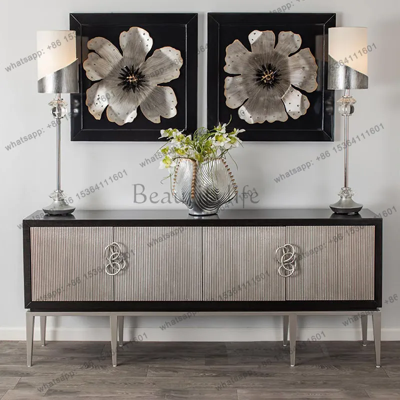 American light luxury solid wood TV cabinet, modern villa high-end entrance cabinet