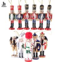 1pc 12/10.5cm Wooden Nutcracker Doll Soldier Miniature Figurines Handcraft Puppet New Year Christmas Ornaments Home Decor random