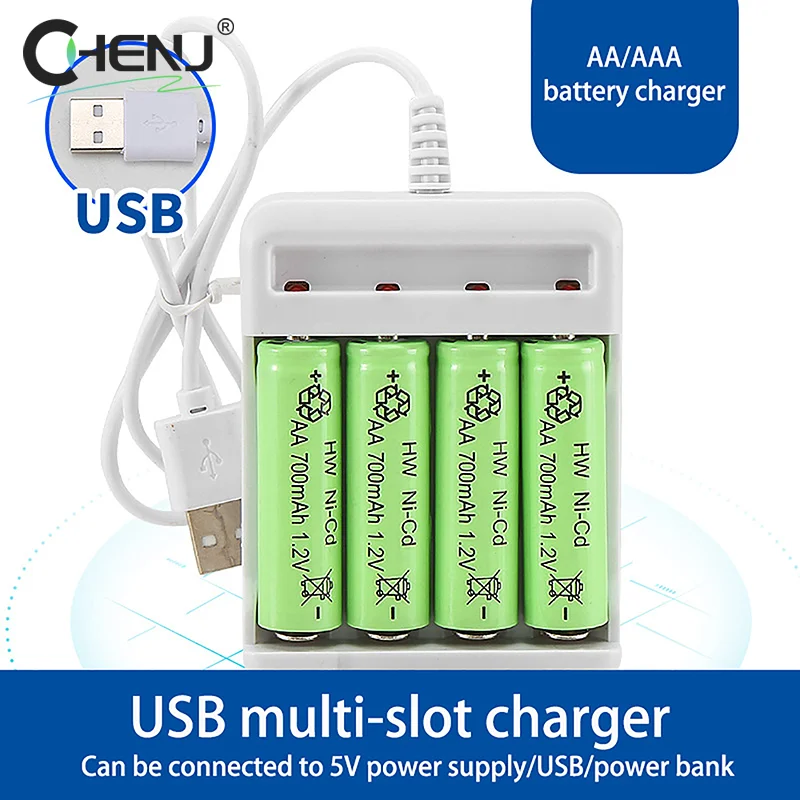 1PCS AAA And AA Rechargeable Battery Station High-Speed USB 3/4 Slot Fast Rechargeable Battery Charger Short Circuit Protection