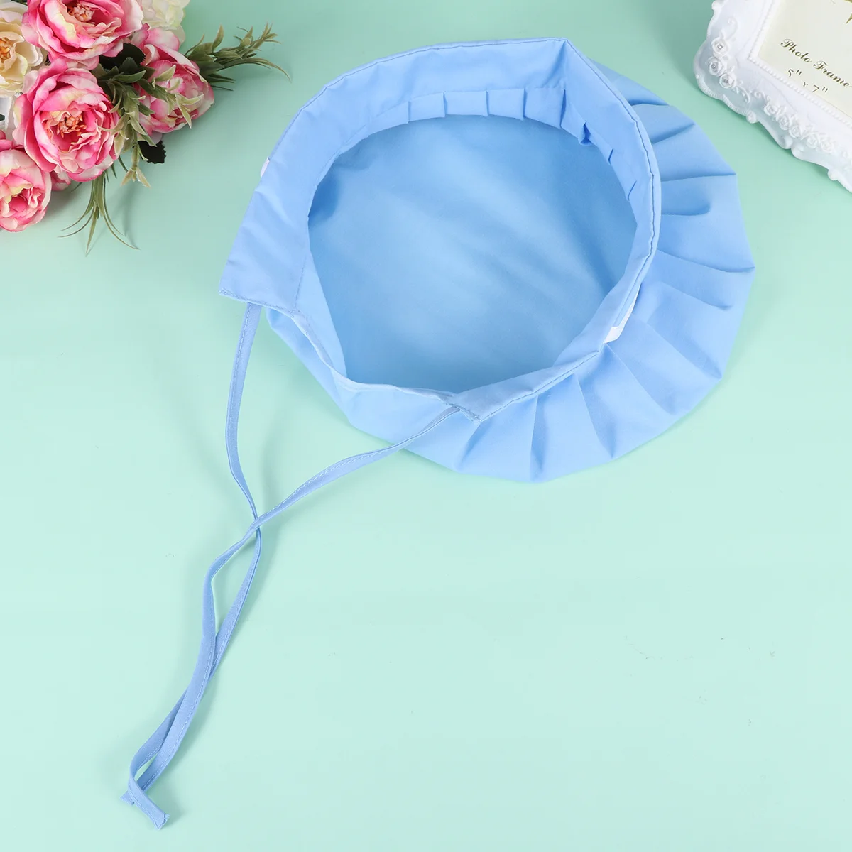 Casquette de Chef anti-poussière, 1 pièce, chapeau de travail réglable en coton léger pour la restauration, la pâtisserie, le personnel de la cuisine (bleu clair)
