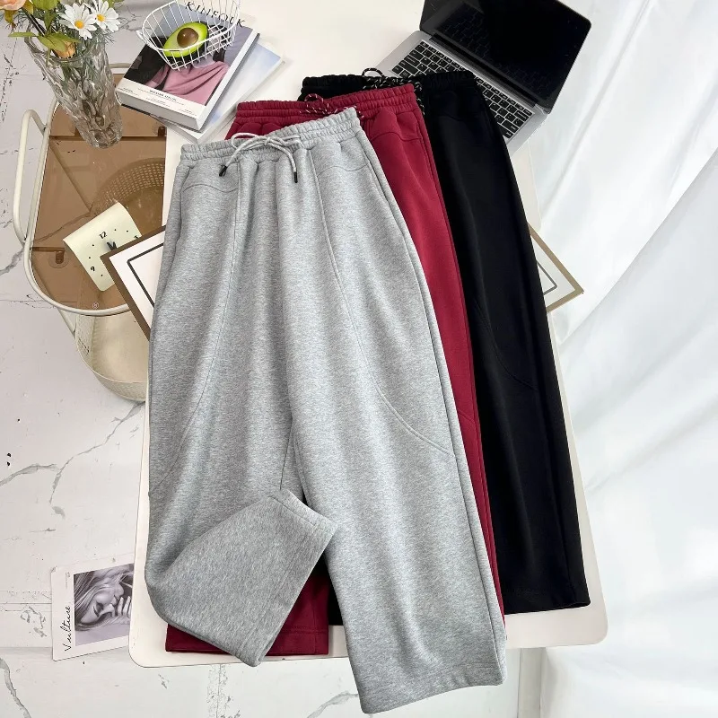 2026 Large-size 4XL Cotton Sweatpants Women's Casual Sports Harem Pants Autumn Winter Fleece Thicken Warm Loose Sickle Trousers