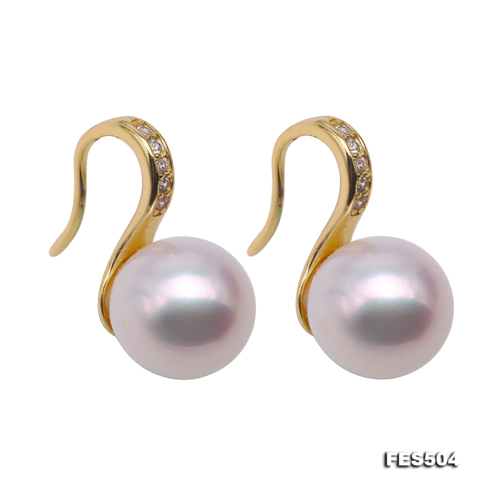 

Unique Pearls Jewellery Exquisite 9mm Near Round White Freshwater Pearl Hook Earrings