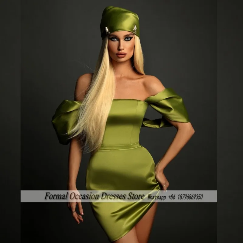 

Mini Cocktail Dresses Off The Shoulder Satin Simple Short Prom Gowns Strapless Party Gowns For Women Customized