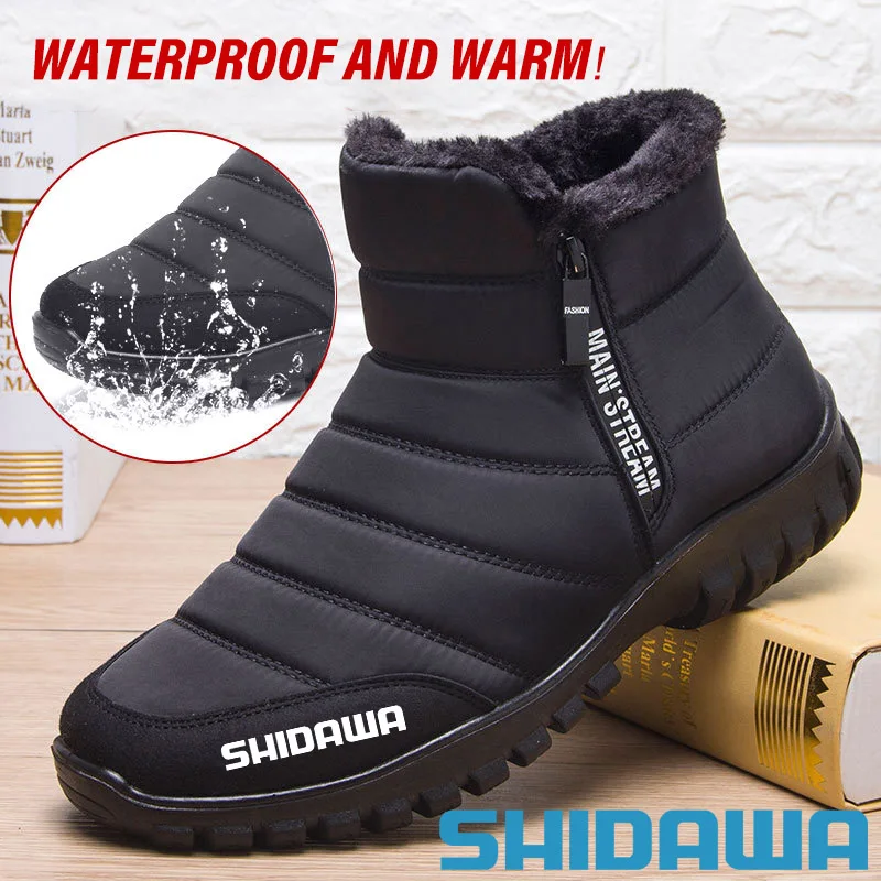 2024 New Winter Men's Waterproof Fishing Boots Double Zipper Snow Casual Boots Outdoor Anti Slip Breathable Warm Climbing Shoes