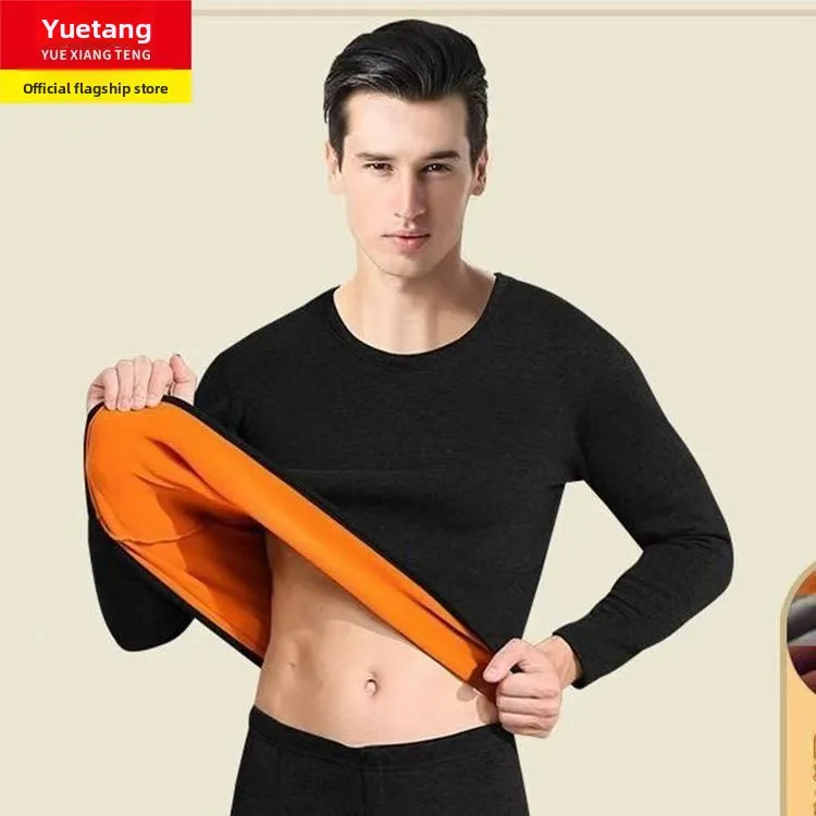 Winter Neue Gold Samt Ultra-dicke Thermo-unterwäsche männer Halb-rollkragen Samt Lange Unterhosen Boden EIN ganze Set Warme Pyjamas