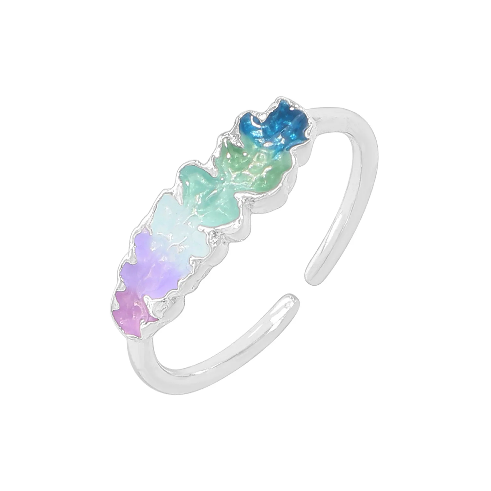 

JZ1797 CHOZON S925 цельное серебряное кольцо из радужной смолы с градиентом цвета, оптовая продажа, регулируемые ювелирные изделия для женщин