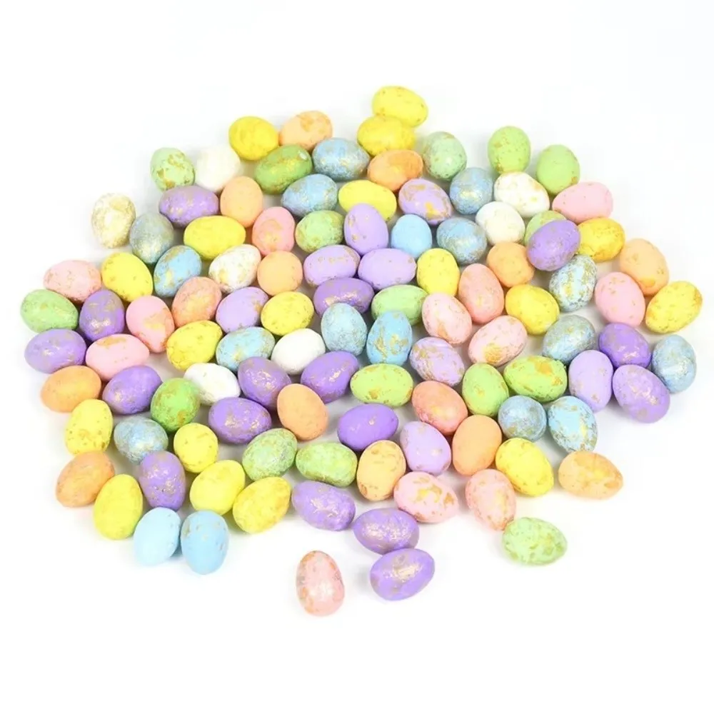 50/100 pièces Œufs de Pâques en mousse marbrée, peints et colorés, fausses décorations suspendues en forme d'œufs, œufs d'oiseaux peints