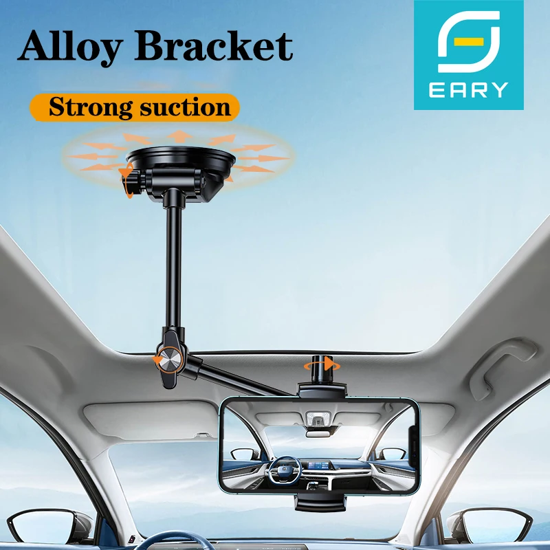 

Eary Car Phone Mount Dashboard Windshield Holder With Strong Suction Cup Adjustable Arm 360°Rotation Car Bracket for All Phones