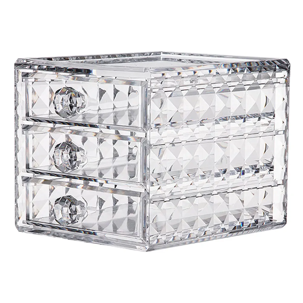 

Acrylic ganizer Transparent Storage Box Diamond Pattern Large Capacity Makeup Holder Desk Tabletop Container Drawer