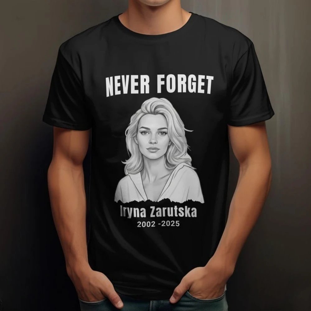 Iryna Zarutska Memorial T-shirt Unisex Women Men T Shirt O-neck Short-sleeve Tees High Quality Cotton Tops Pattern Clothes