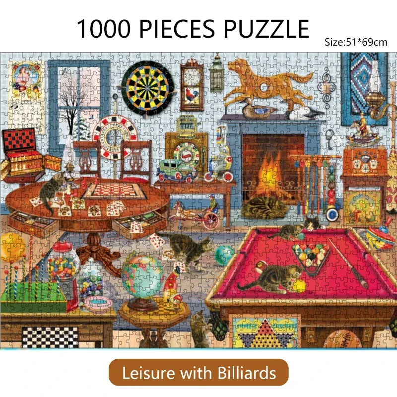 69*51cm Paper Jigsaw Puzzle 1000 Pieces Leisure with Billiards Painting Educational Entertainment  Adult Children Toys Christmas