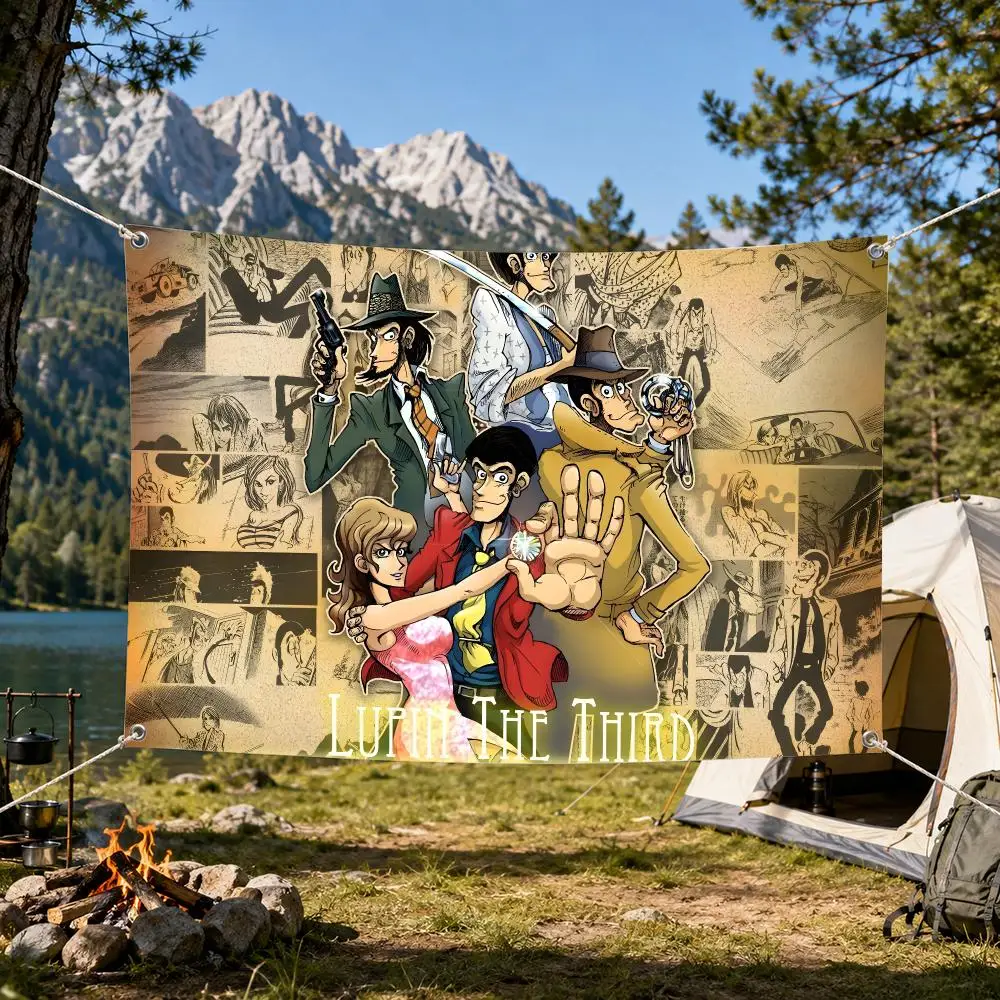 Lupin the Third Flags Aesthetic Wall Tapestry Printed Wall Hanging Living Room Party Outdoor Decor