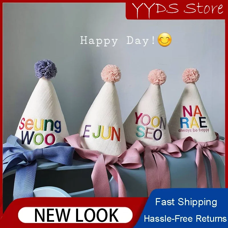 Bespoke Children's Hair Band Ins Birthday Hat Festival Celebration One-year-old Decoration Pointed Hat Children's Headwear