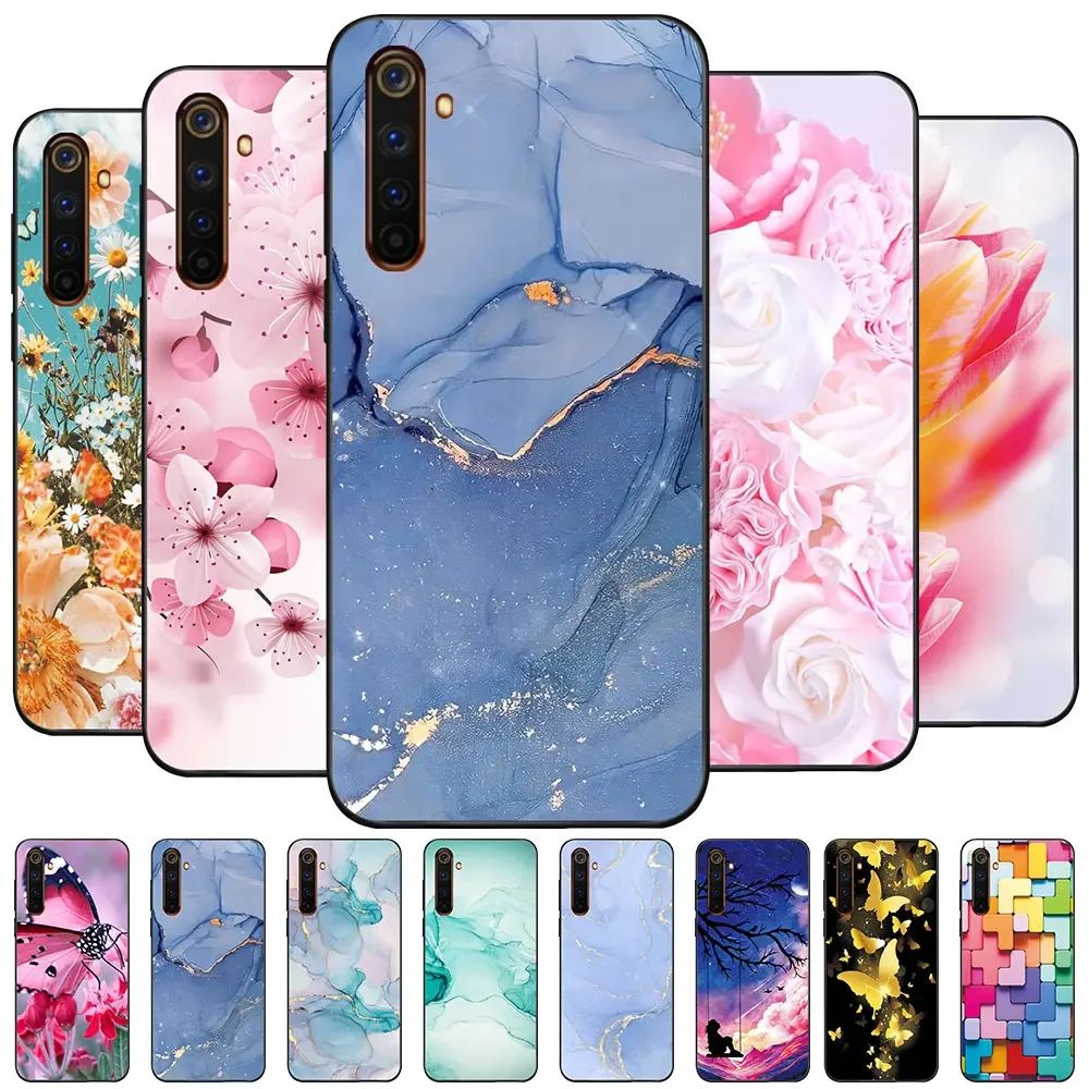 Case For Realme 6 Pro Coque Realme 6i TPU Soft Silicone Fashion Phone Funda For Oppo Realme 6 6I Case Floral Cover Bumper Marble