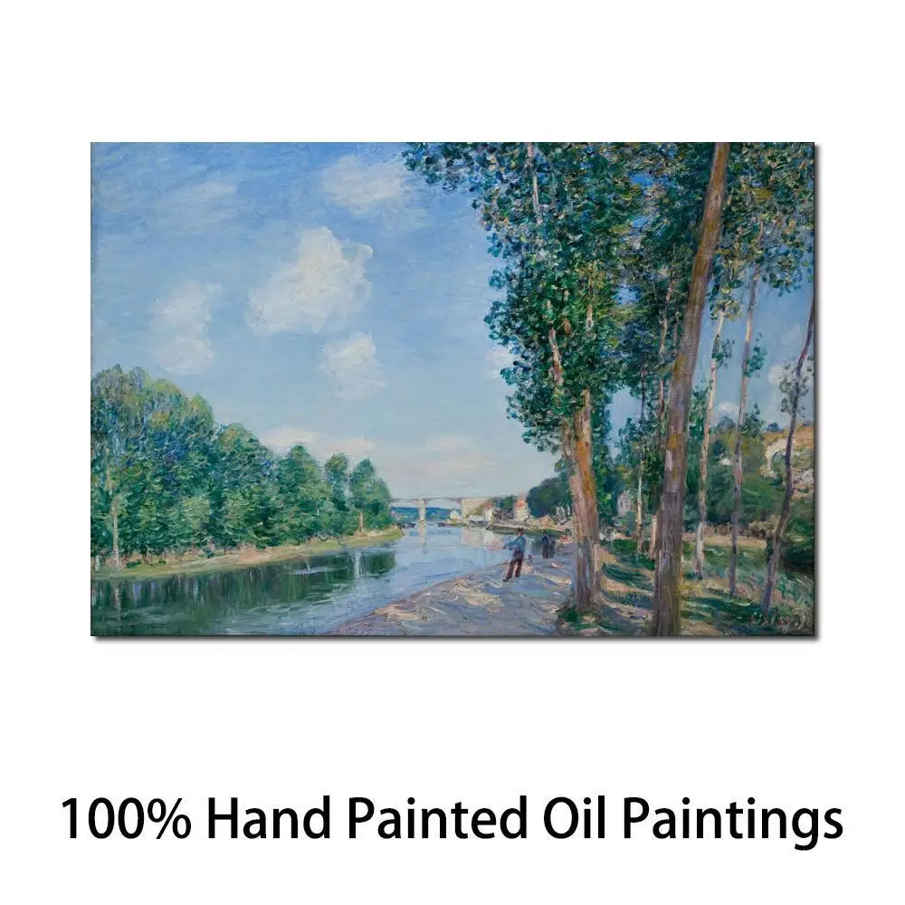 Beautiful Landscape Canvas Artwork Handmade Art Living Room Decor Saint-Mammes June Sunshine Alfred Sisley Painting High Quality