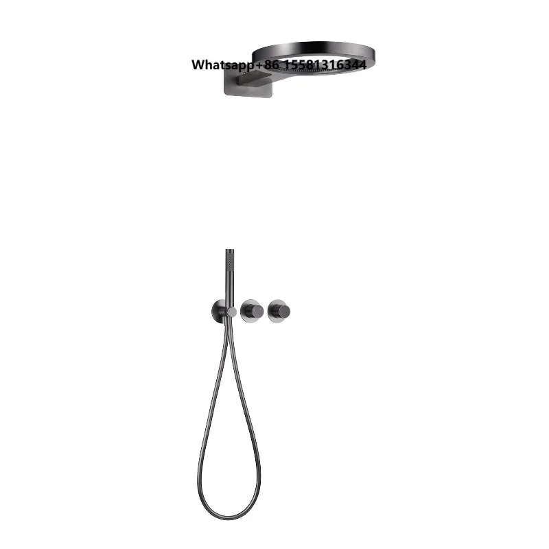 Built-in Ring Copper Chrome Brushed Waterfall Shower Set Modern Design 3-Year Warranty Ceramic Valve Core Concealed Wall-Mounted