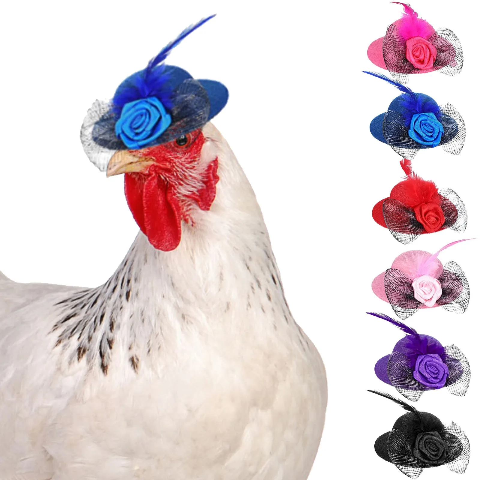 Cappelli di pollo per gallina piccoli divertenti accessori per polli cappello a cilindro in piuma