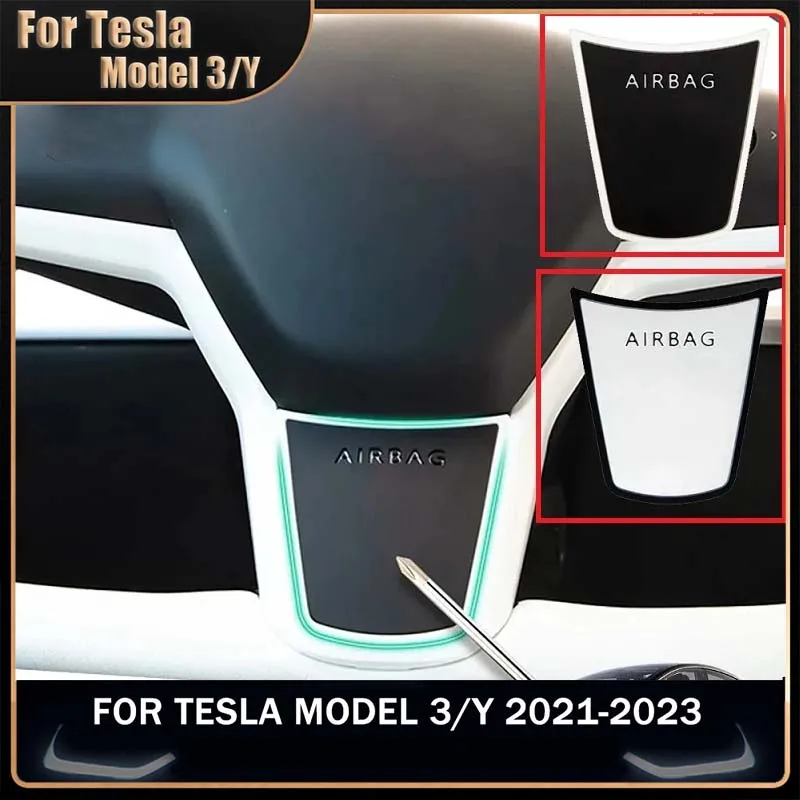 

Car Steering Wheel Panel Cover Sticker Trim Protective Sticker Frame For Tesla Model 3 Y 2023 2022 2021 Auto Interior Accessory