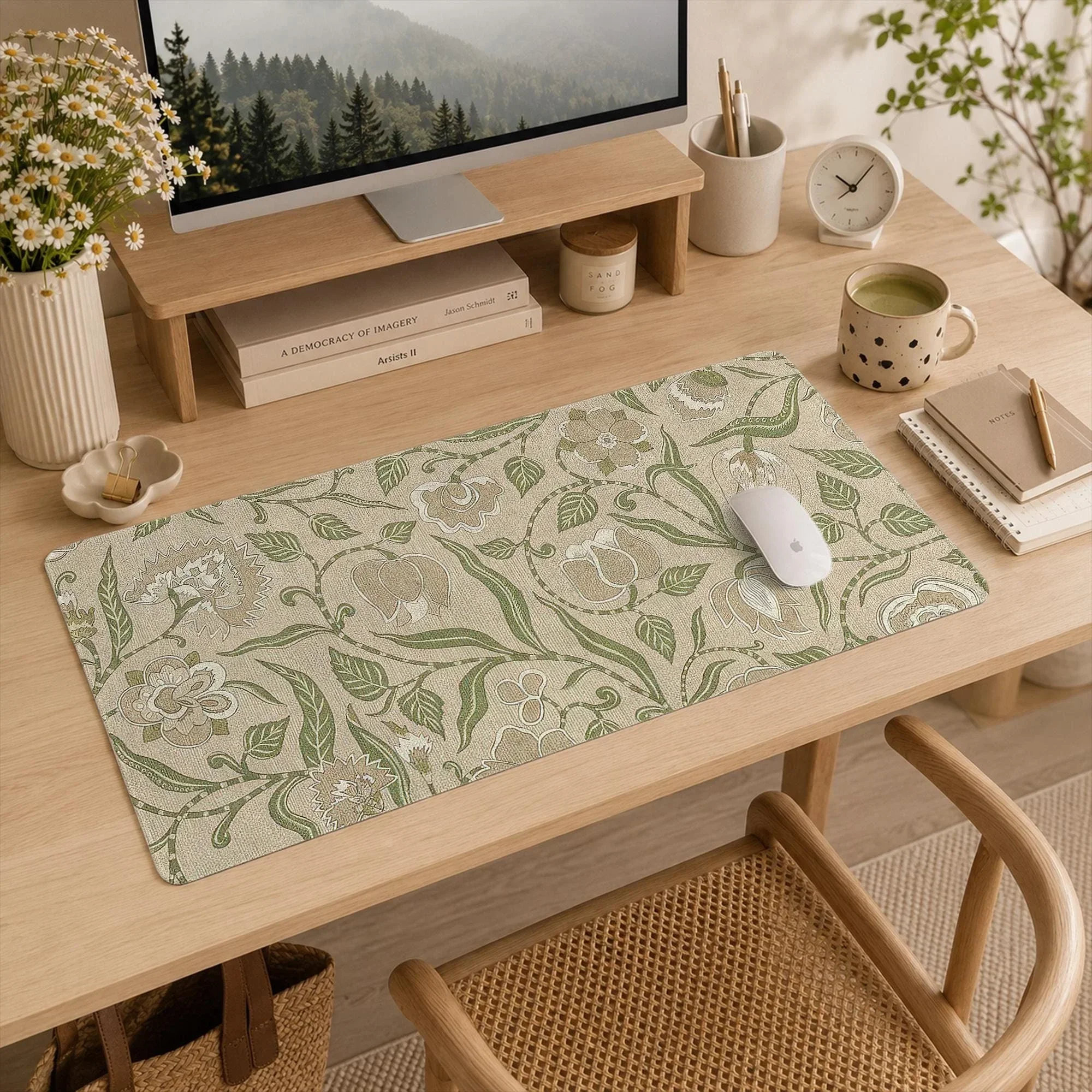 Bohemian-Style Floral Art Playmat Anime-Inspired Section 9 Desk Mat Minimalist Desktop Decor Mouse Pad Pc Accessories Desk Mats