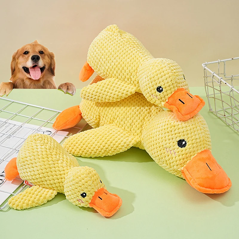 Cartoon Plush Sleeping Toy Cute Duck Stuffed Toys Durable Bite-resistant Squeaky Pet Teeth Cleaning Chew Toys Pet Supplies