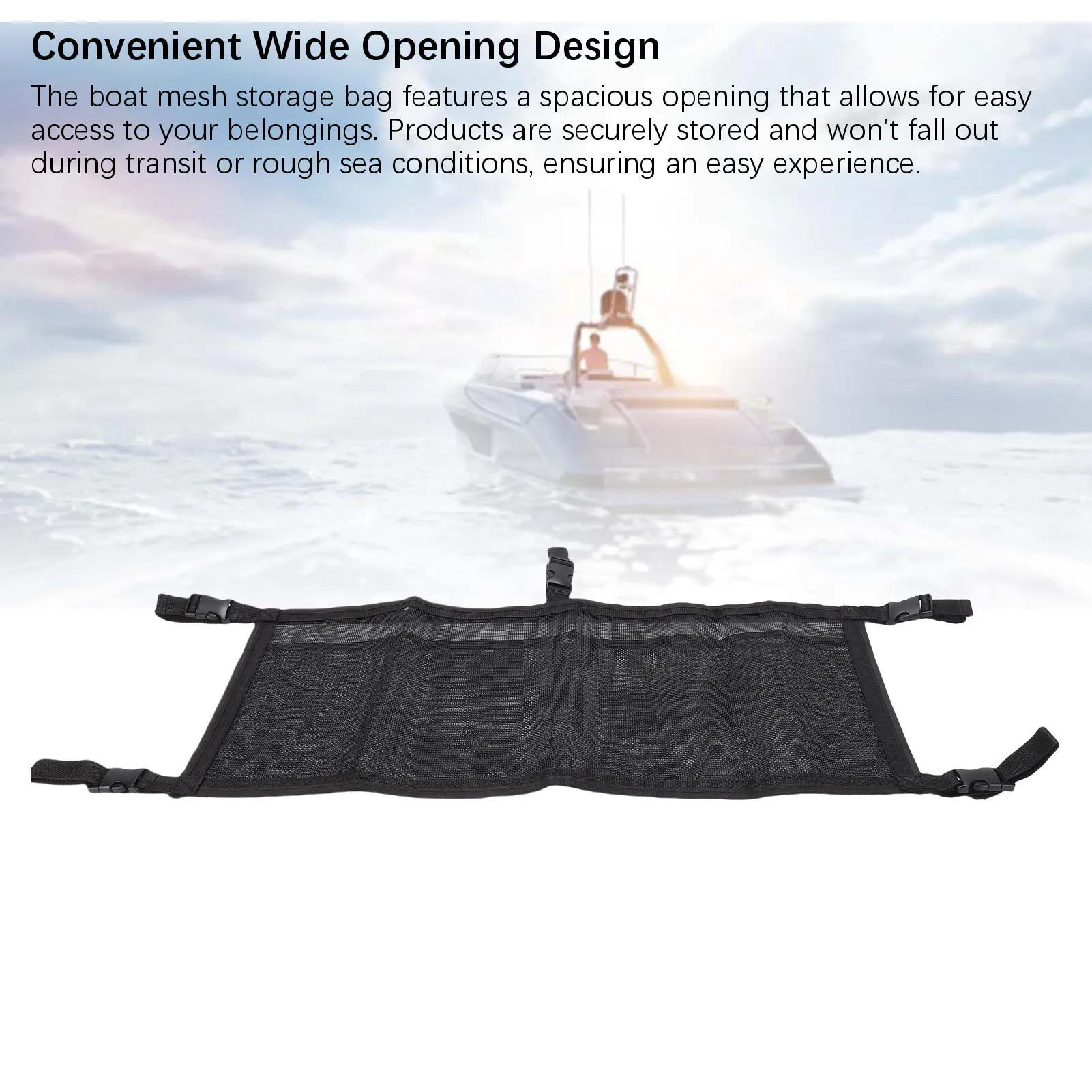 Bolsa de almacenamiento para barco con 3 divisiones correas ajustables asiento de barco de malla organizador bolsa suspendida para organizador de almacenamiento de barco yate