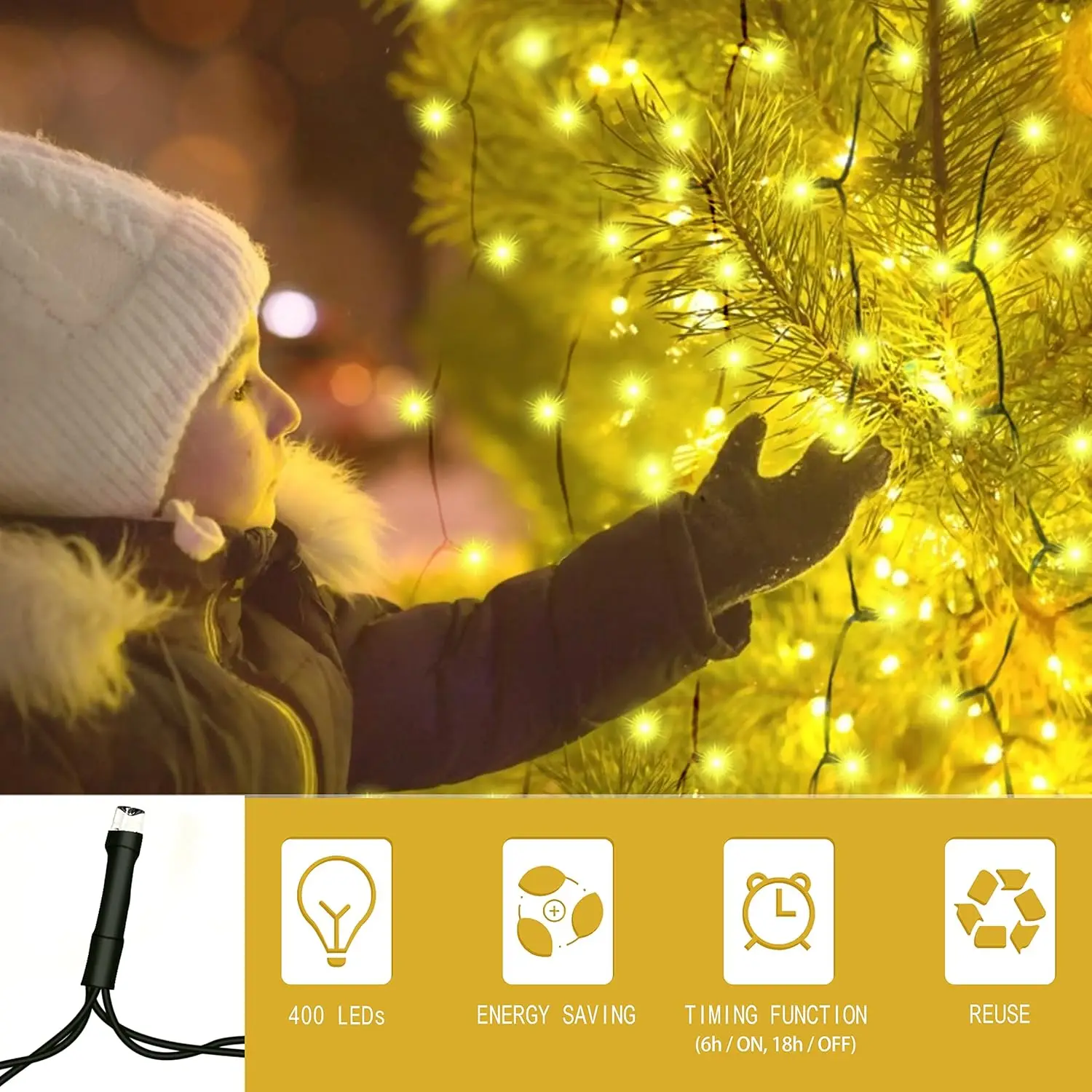 LED Christmas Waterfall String Light Christmas Tree Indoor Outdoor Garland Decoration Solar / USB Lamp for Garden Party Wedding