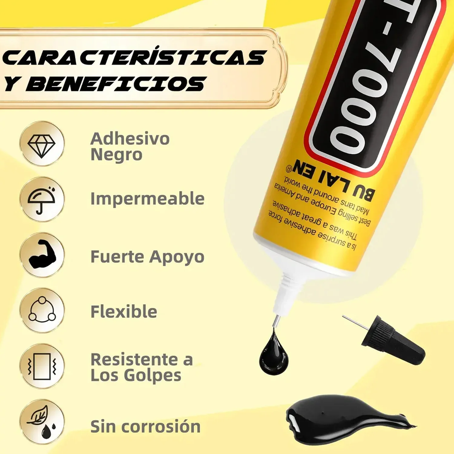 Black Glue T-7000, Semi-Fluid Black Adhesive Glue for Precision Repairs of Craft Items, Electronics, Phone Screen Replacements, DIY Jewelry Making, Glass, Wood, Metal, and Stones.