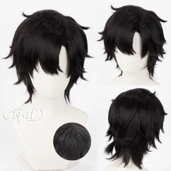 ND Cheng Xiaoshi Cosplay Wigs Link Click Charles Cosplay Curly Black Hair Wigs for Anime Comic Con Coser Christmas Synthetic