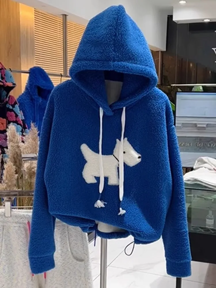 Fun Design Dog Collar Hoodie Unisex Loose Casual Long Sleeve Top for Autumn Winter Cartoon Animation Print Street Style Trend