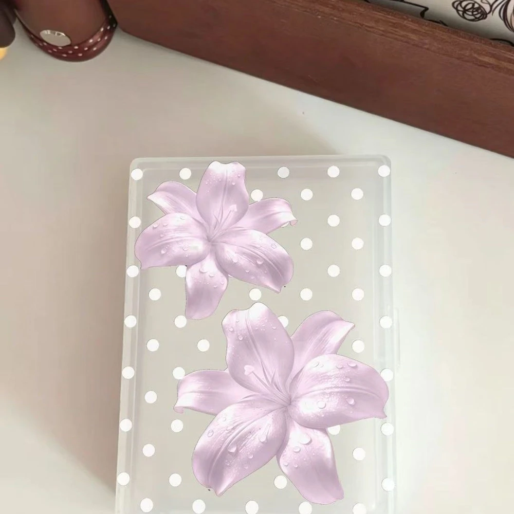 Korean Style Polka Dot Lily Y2K Plastic Storage Box Frosted Portable Small Case Jewelry Hairpin Card Coin Organizer Container