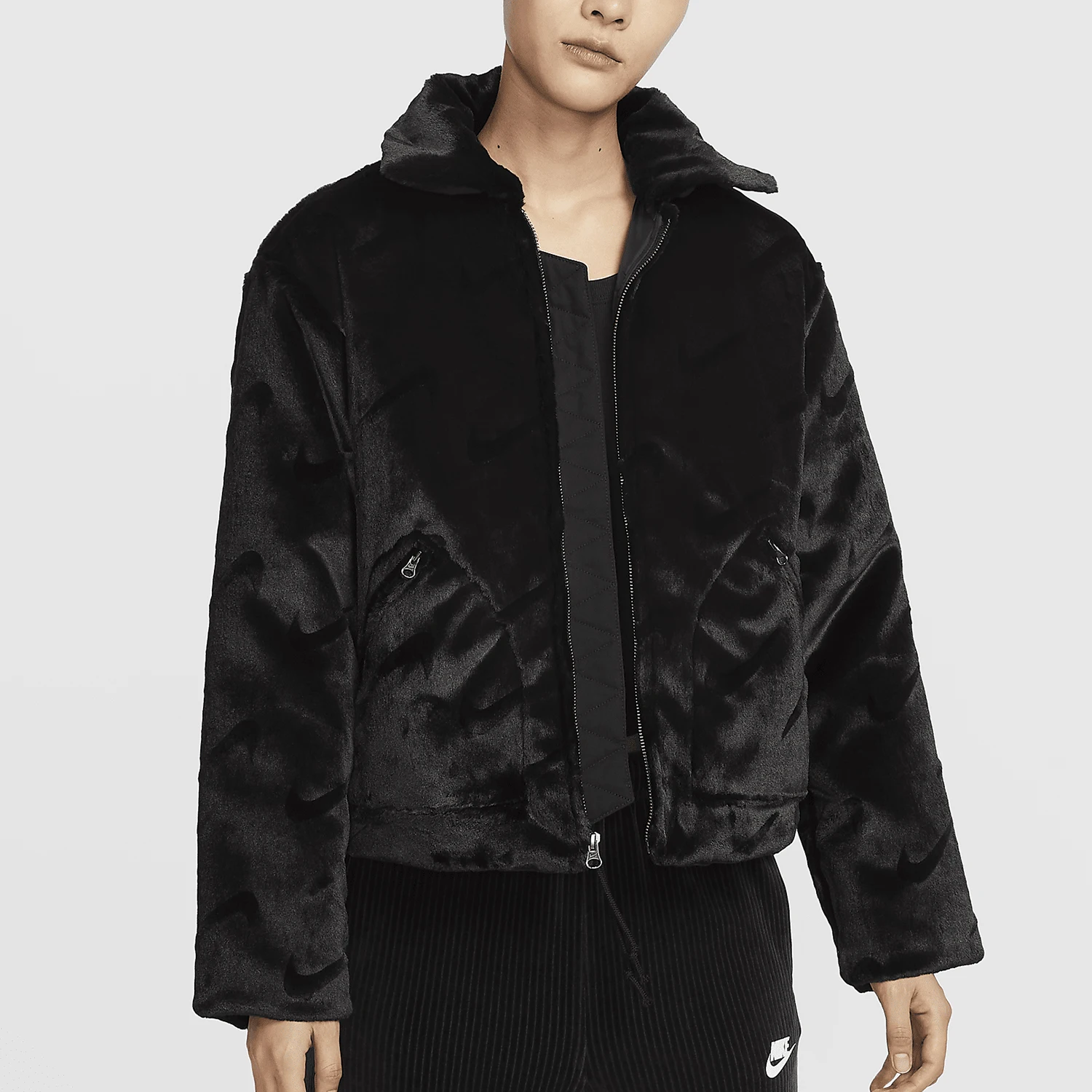 

Nike genuine Autumn New Women's Plush Warm Cropped Casual Jacket FV8020-010