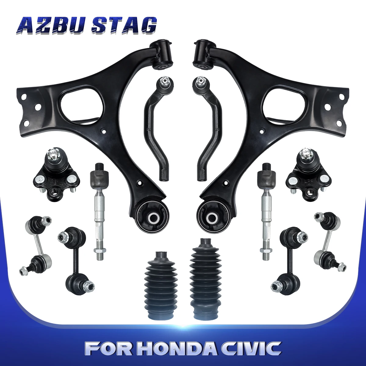 

AzbuStag 14Pcs Front Lower Control Arm Sway Bar End Link Pinion Boot Suspension for HONDA CIVIC 2006 2007 2008 2009 2010 2011