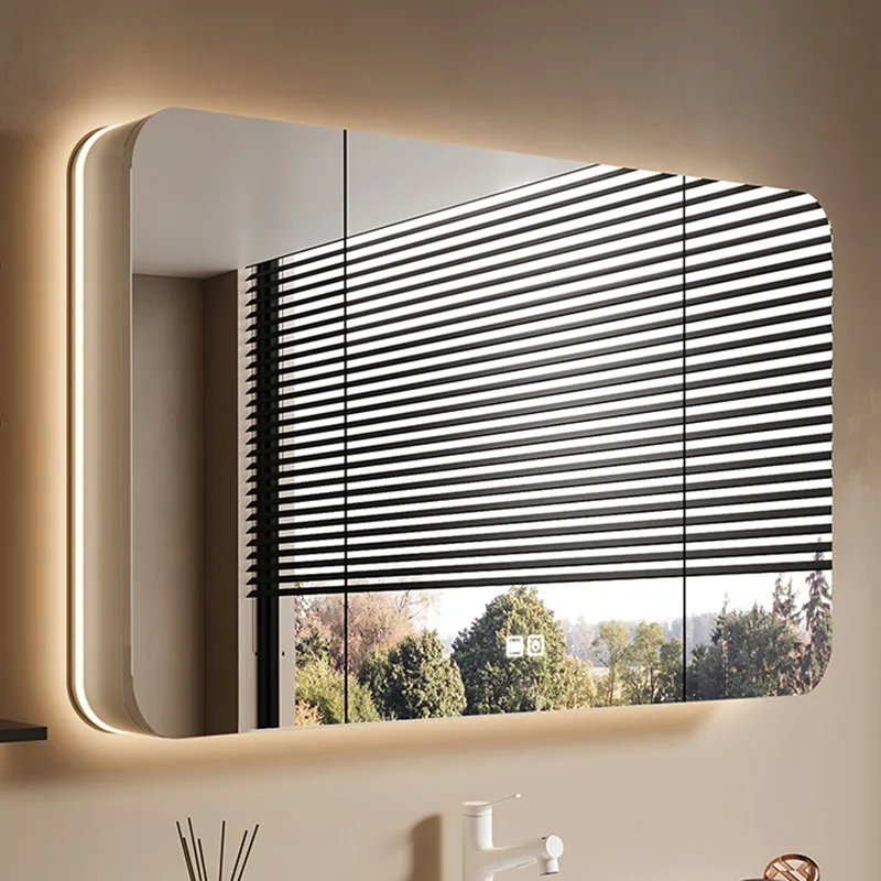 Support de Rangement pour Miroir de Douche, Meuble Mural Intelligent en Polyester