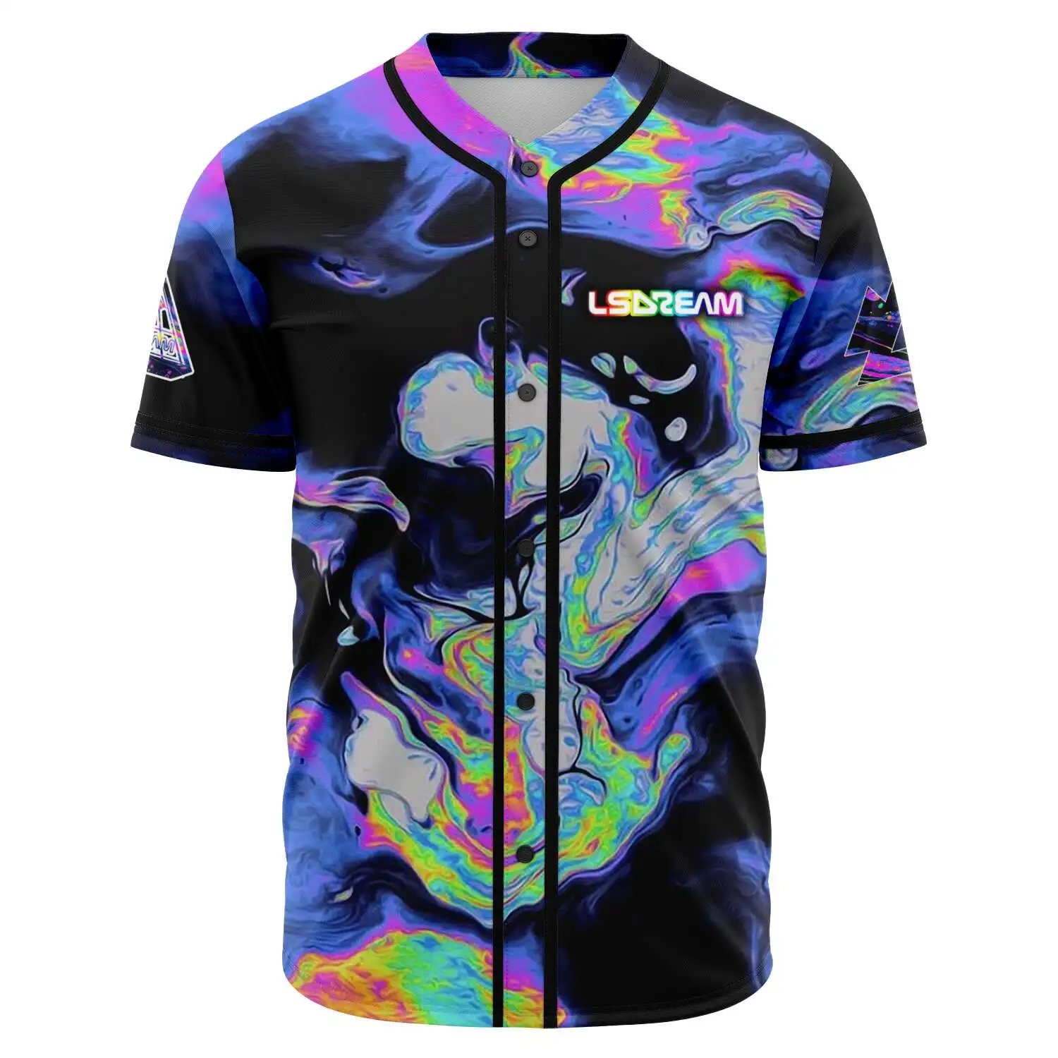 Lsdream Eyes Rave Baseball Jersey Harajuku Thin button Baseball Uniform Men/Women Baseball Jersey For EDM Festivals