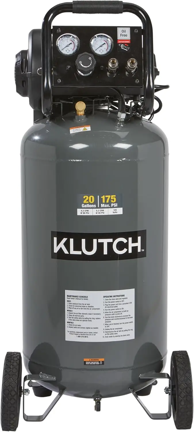 

20-Gallon Air Compressor, 2 HP, 120 Volts, 175 PSI