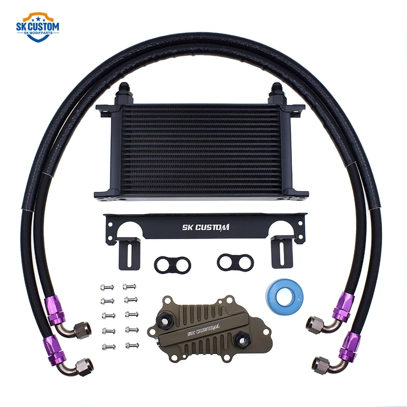 MSSK CUSTOM Racing Aluminum Engine Oil Cooler Kit for Jeep Cherokee WK2 Dodge 3.0L CRD 3.6L Pentastar V6 Radiator Kit