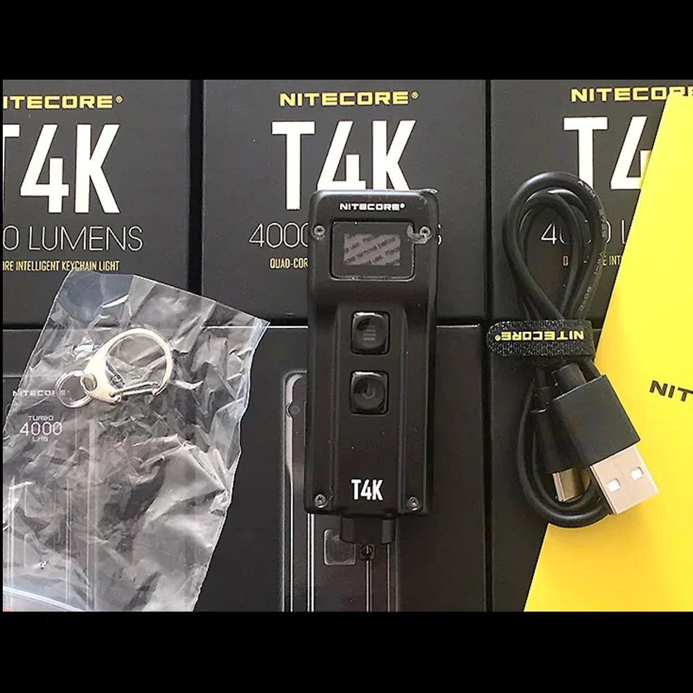 NITECORE T4K 4000Lumens Rechargeable Keychain Light Built-in 1000mAh Battery Flashlight With OLED Display